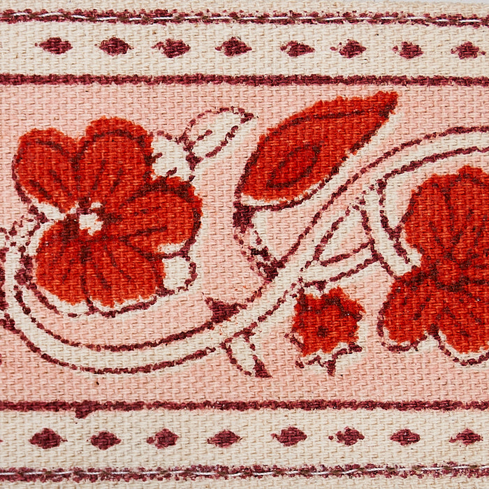 Schumacher Mila Hand Block Print Tape Red Trim 78590