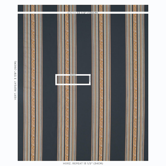 Schumacher Markova Stripe Black Fabric 78600