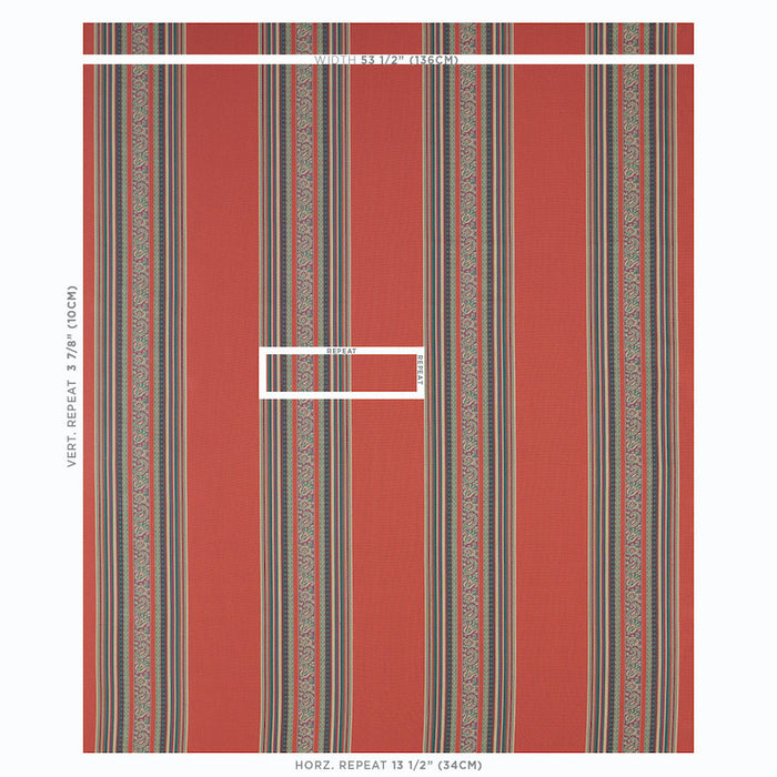 Schumacher Markova Stripe Red Fabric Sample 78601