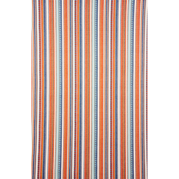 Schumacher Zuni Stripe Blue & Orange Fabric Sample 78730