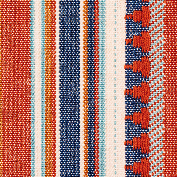 Schumacher Zuni Stripe Blue & Orange Fabric Sample 78730