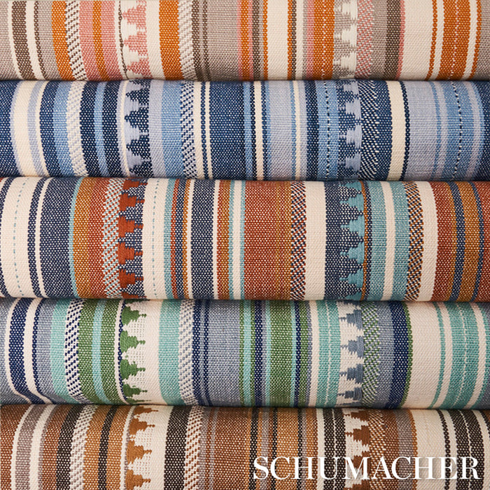 Schumacher Zuni Stripe Blue Fabric Sample 78731