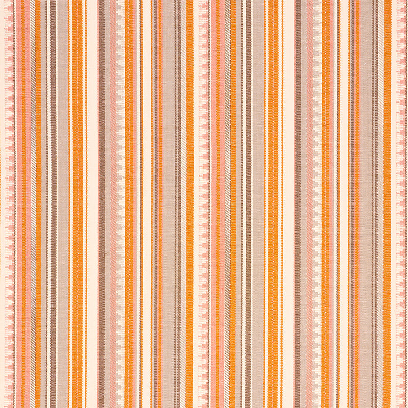 Schumacher Zuni Stripe Orange & Pink Fabric Sample 78732