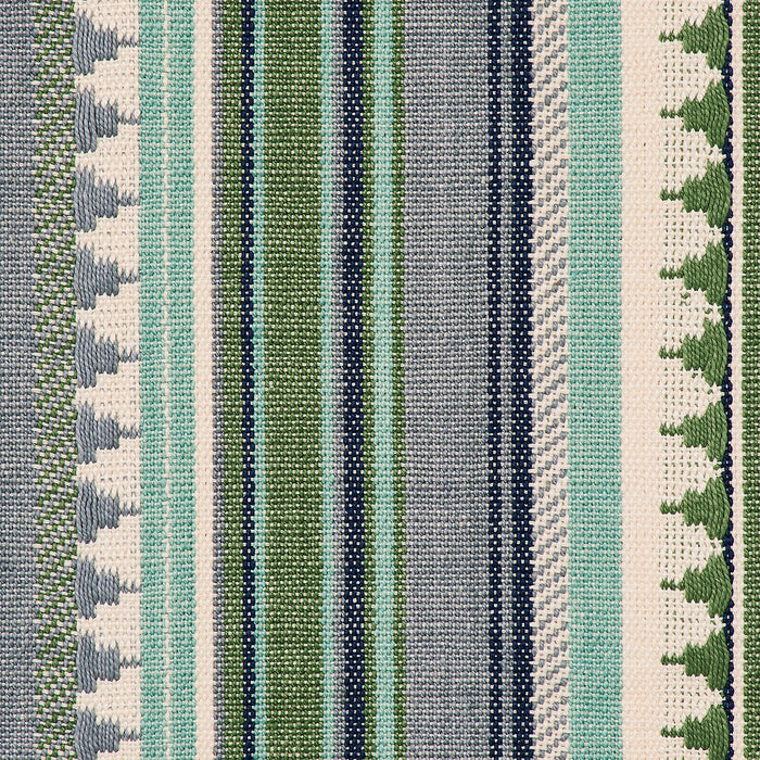 Schumacher Zuni Stripe Aqua Fabric Sample 78733