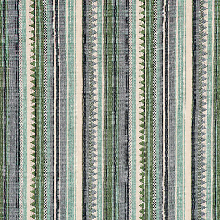 Schumacher Zuni Stripe Aqua Fabric Sample 78733