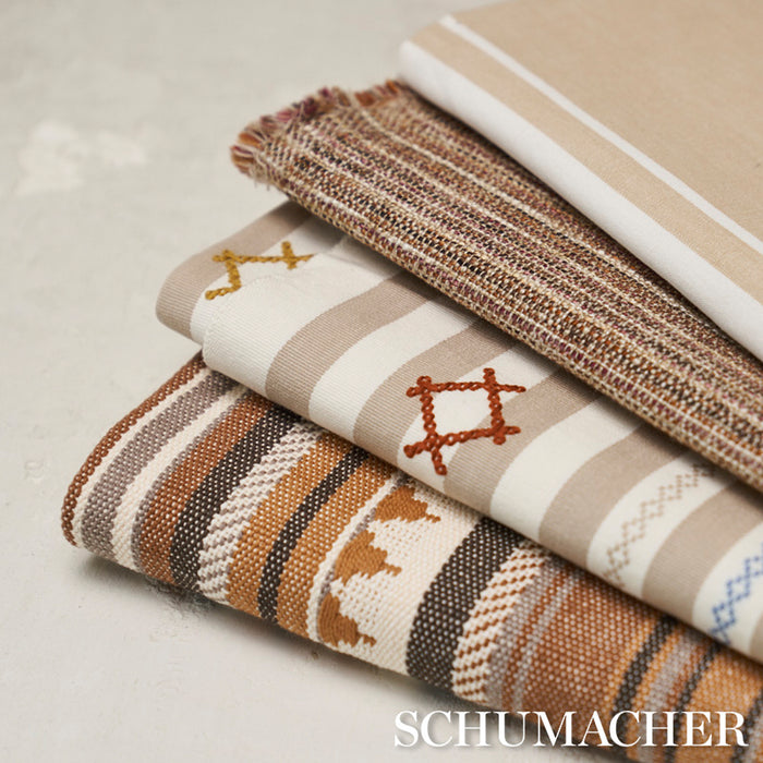 Schumacher Zuni Stripe Dune Fabric Sample 78734