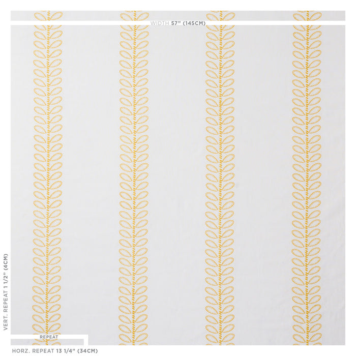 Schumacher Camile Embroidery Yellow Fabric Sample 78740