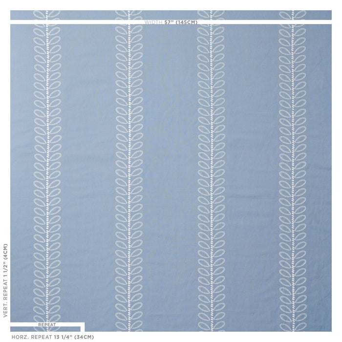 Schumacher Camile Embroidery Sky Fabric Sample 78742