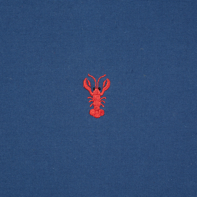 Schumacher Lobster Embroidery Navy Fabric 78800