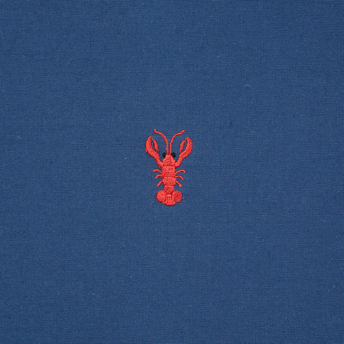 Schumacher Lobster Embroidery Navy Fabric 78800