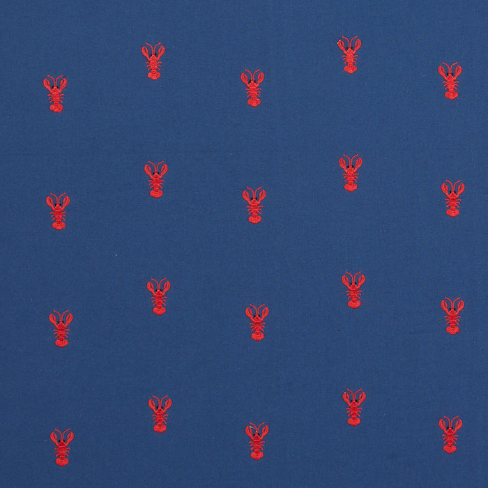 Schumacher Lobster Embroidery Navy Fabric 78800