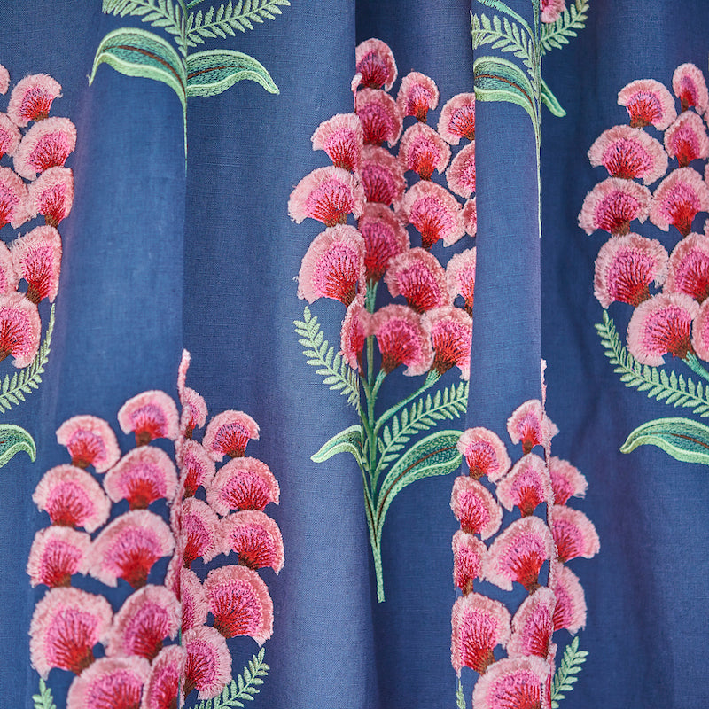 Schumacher Aurelia Embroidery Navy Fabric 78810