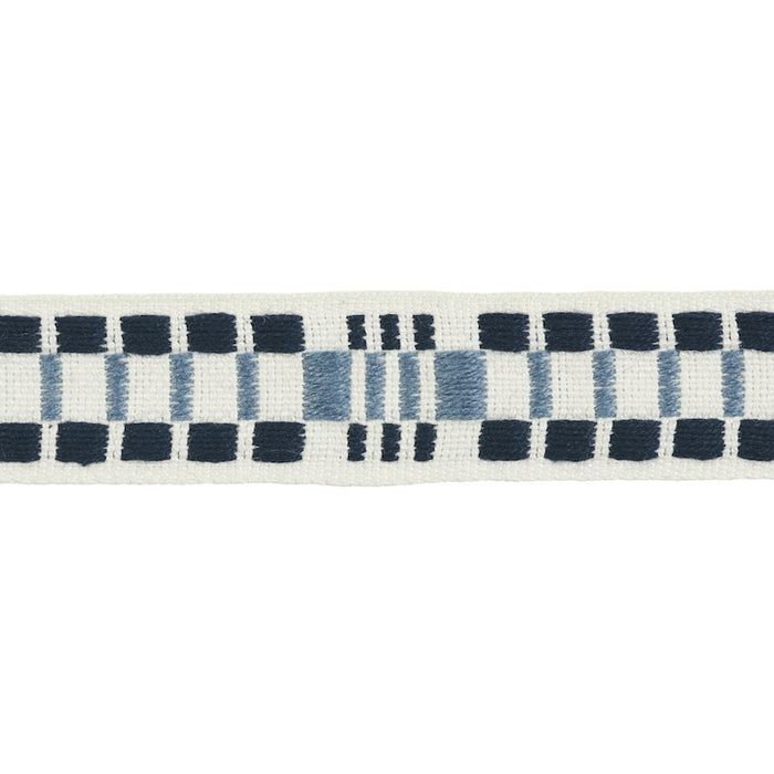 Schumacher Carmo Tape Narrow Indigo Trim Sample 78990