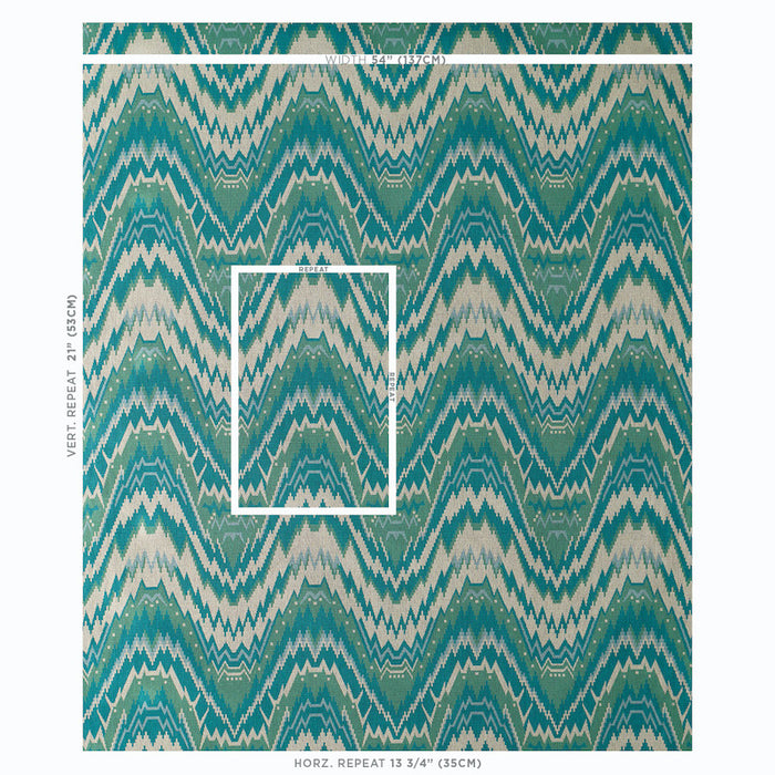 Schumacher Tauride Epingle Peacock Fabric Sample 79042