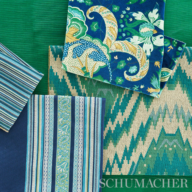 Schumacher Tauride Epingle Peacock Fabric 79042