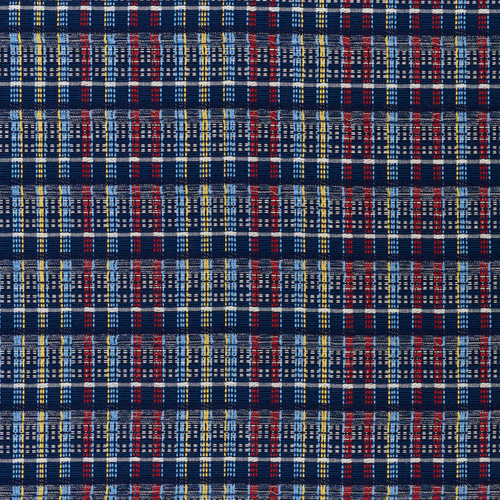 Schumacher Zealand Check Navy Multi Fabric Sample 79072