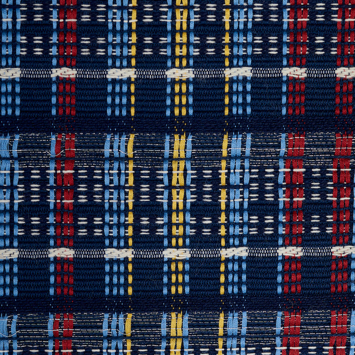 Schumacher Zealand Check Navy Multi Fabric Sample 79072