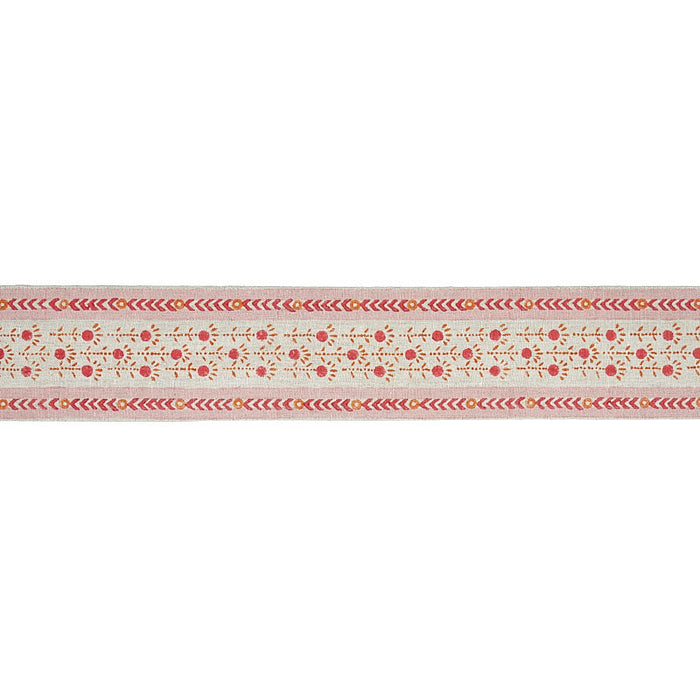 Schumacher Pica Bella Hand Blocked Tape Pink & Orange Trim 79100