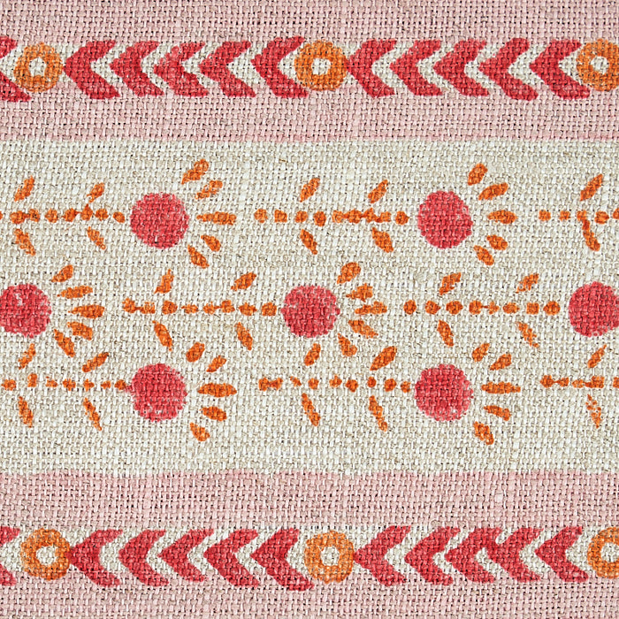 Schumacher Pica Bella Hand Blocked Tape Pink & Orange Trim 79100