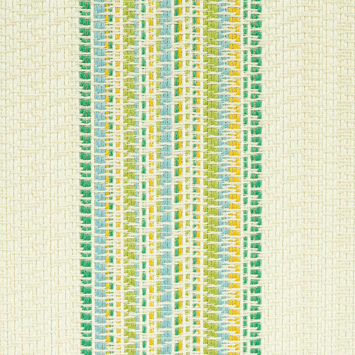 Schumacher Bendita Stripe Indoor/Outdoor Leaf Fabric Sample 79150