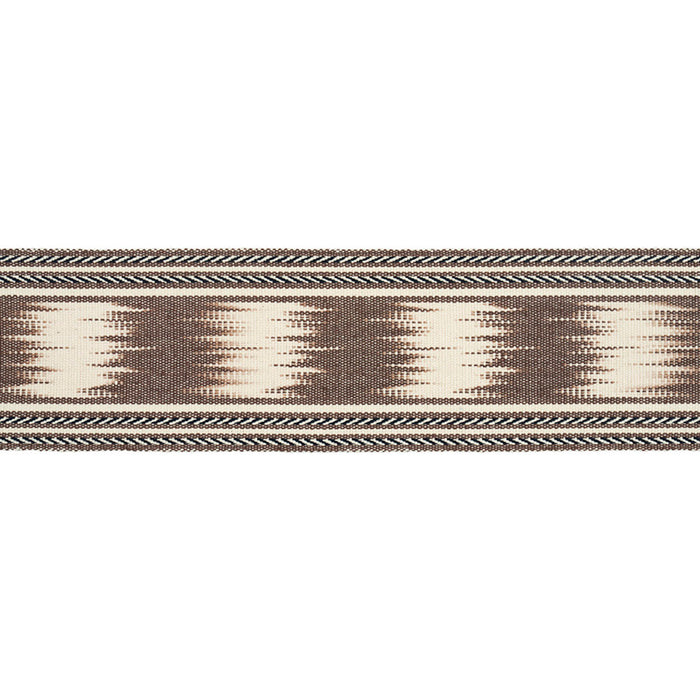 Schumacher Banyan Ikat Tape Brown Trim Sample 79302