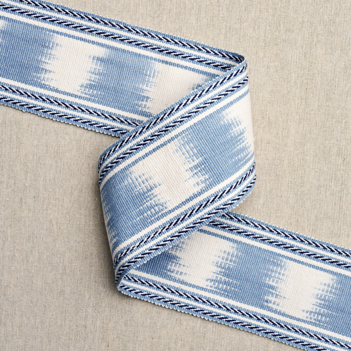 Schumacher Banyan Ikat Tape Sky Trim 79304