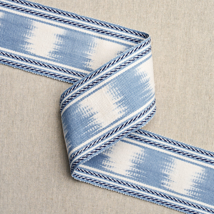 Schumacher Banyan Ikat Tape Sky Trim Sample 79304