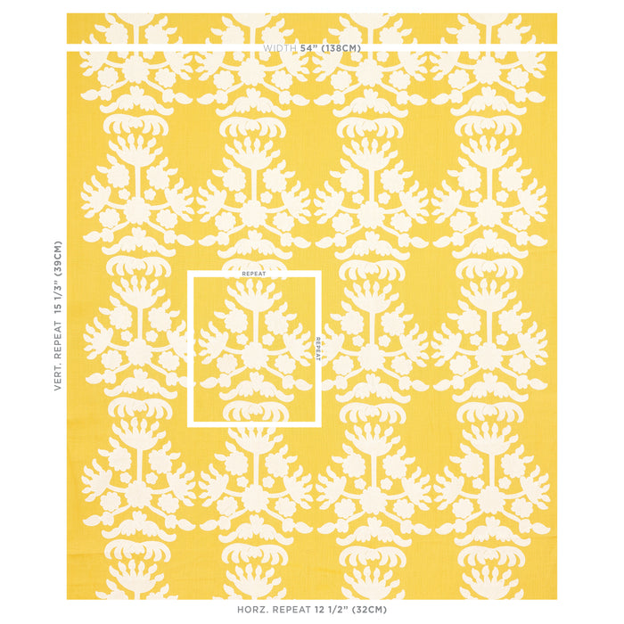 Schumacher Cybele Embroidery Yellow Fabric Sample 79471