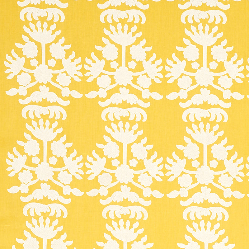 Schumacher Cybele Embroidery Yellow Fabric 79471