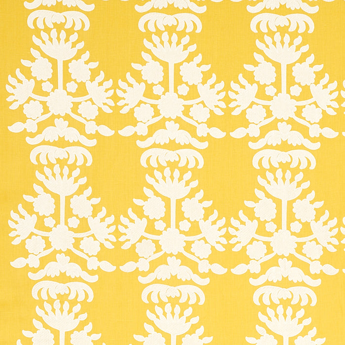 Schumacher Cybele Embroidery Yellow Fabric Sample 79471