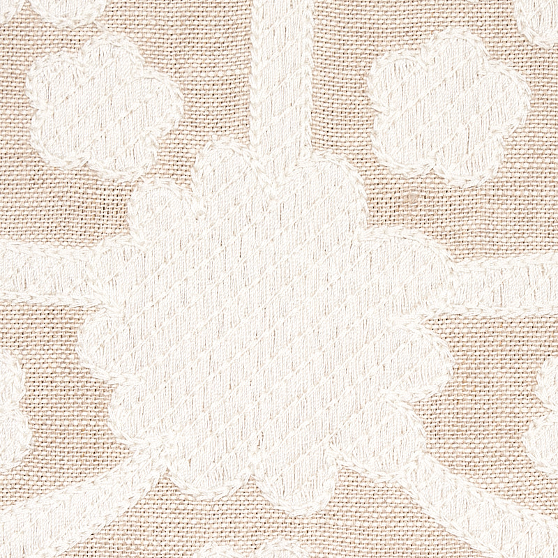 Schumacher Cybele Embroidery Natural Fabric Sample 79472