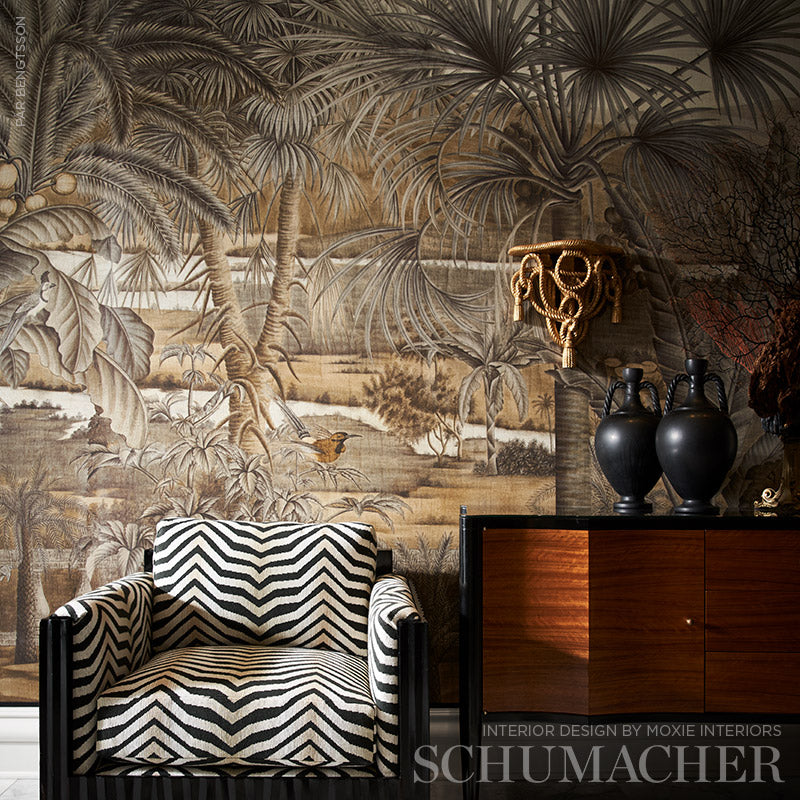 Schumacher Arcure Epingle Zebra Black Fabric Sample 79521