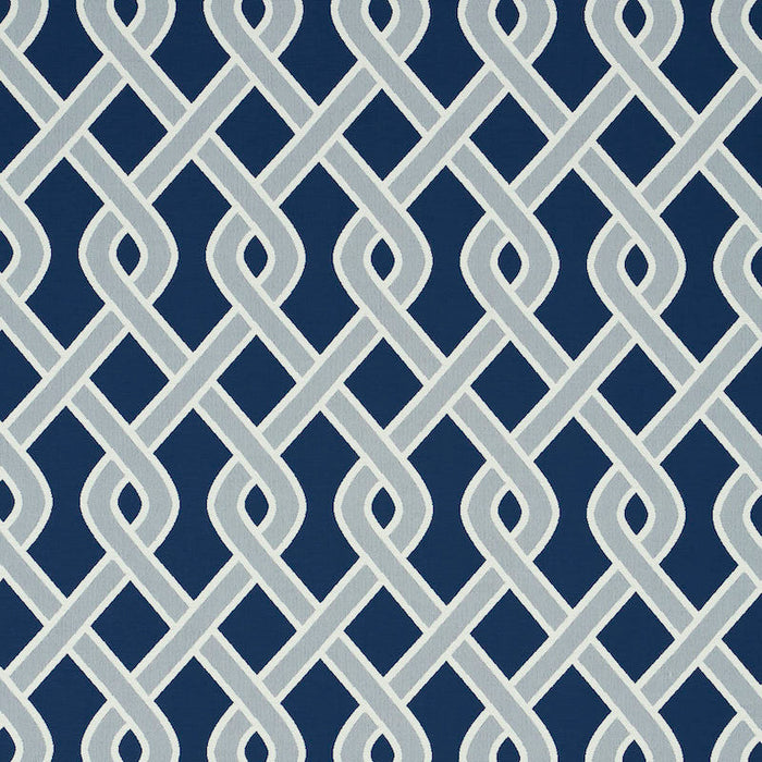 Schumacher Cleo Trellis Indoor/Outdoor Blue Fabric Sample 79570