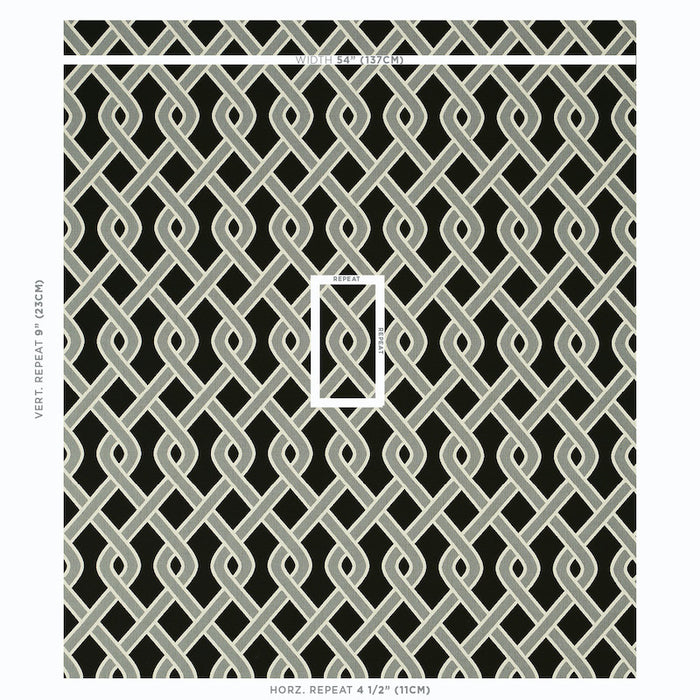 Schumacher Cleo Trellis Indoor/Outdoor Black Fabric 79571