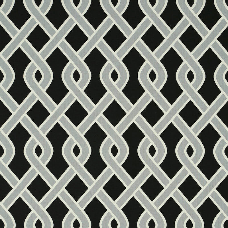 Schumacher Cleo Trellis Indoor/Outdoor Black Fabric Sample 79571