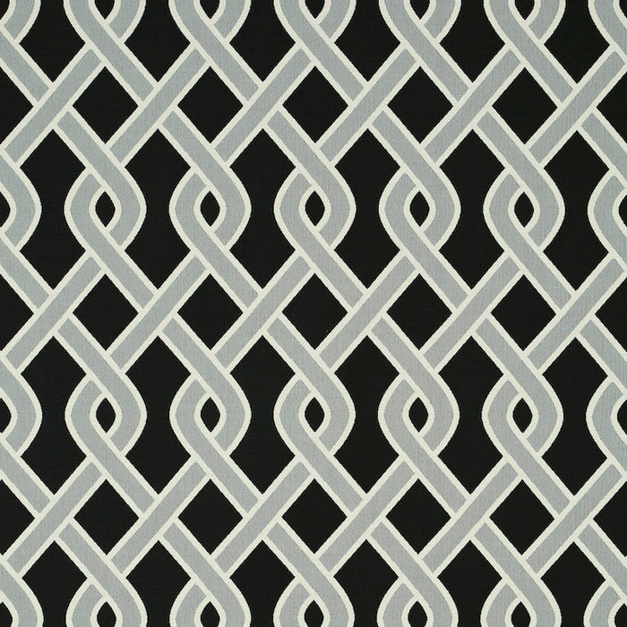 Schumacher Cleo Trellis Indoor/Outdoor Black Fabric Sample 79571