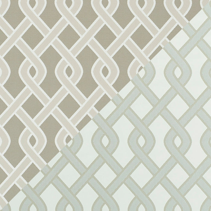 Schumacher Cleo Trellis Indoor/Outdoor Neutral Fabric Sample 79572