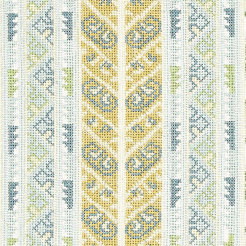 Schumacher Vinka Embroidery Mineral & Ivory Fabric 79620