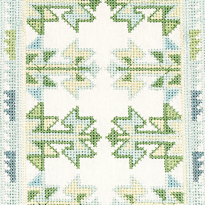 Schumacher Vinka Embroidery Mineral & Ivory Fabric 79620