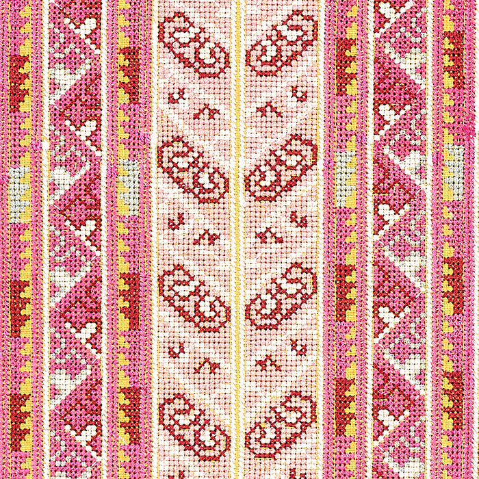 Schumacher Vinka Embroidery Pink & Yellow Fabric 79622