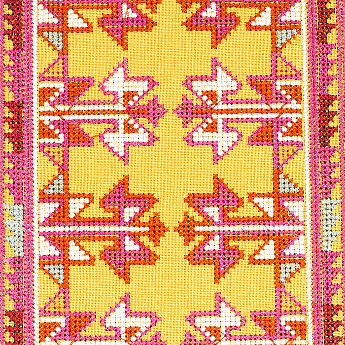 Schumacher Vinka Embroidery Pink & Yellow Fabric 79622