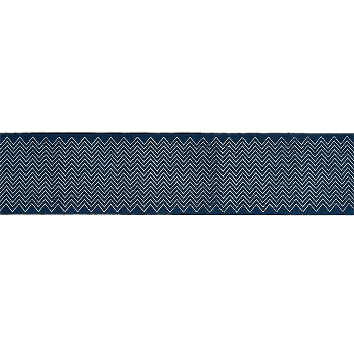 Schumacher Leora Hand Blocked Tape Indigo Trim 79652