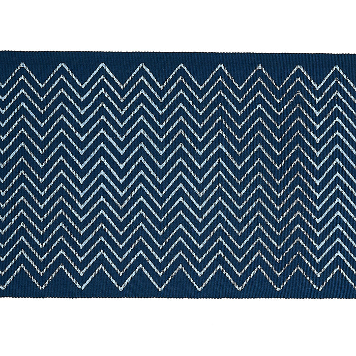 Schumacher Leora Hand Blocked Tape Indigo Trim 79652