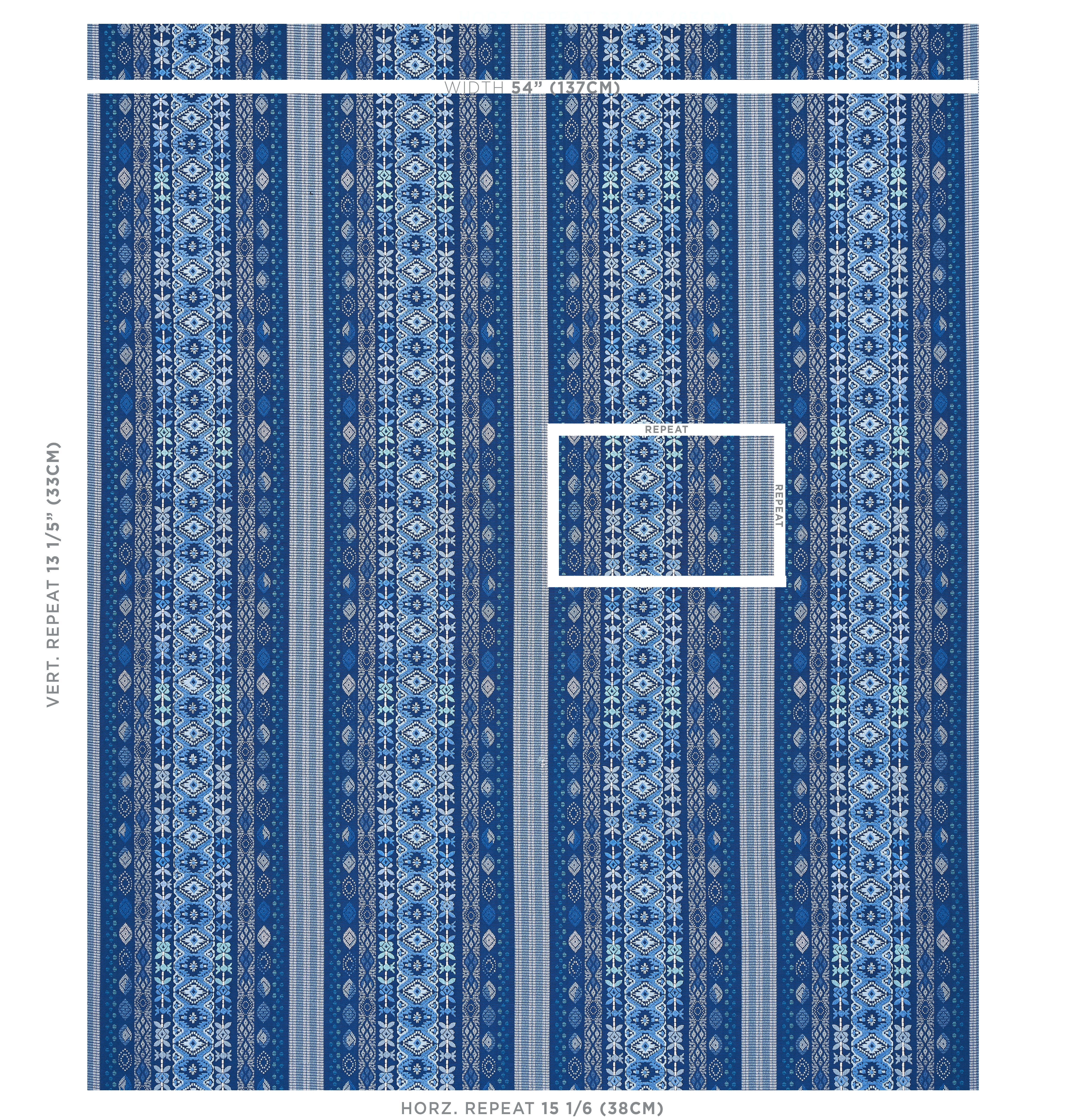 Schumacher Cosima Embroidery Blue Multi Fabric Sample 79680