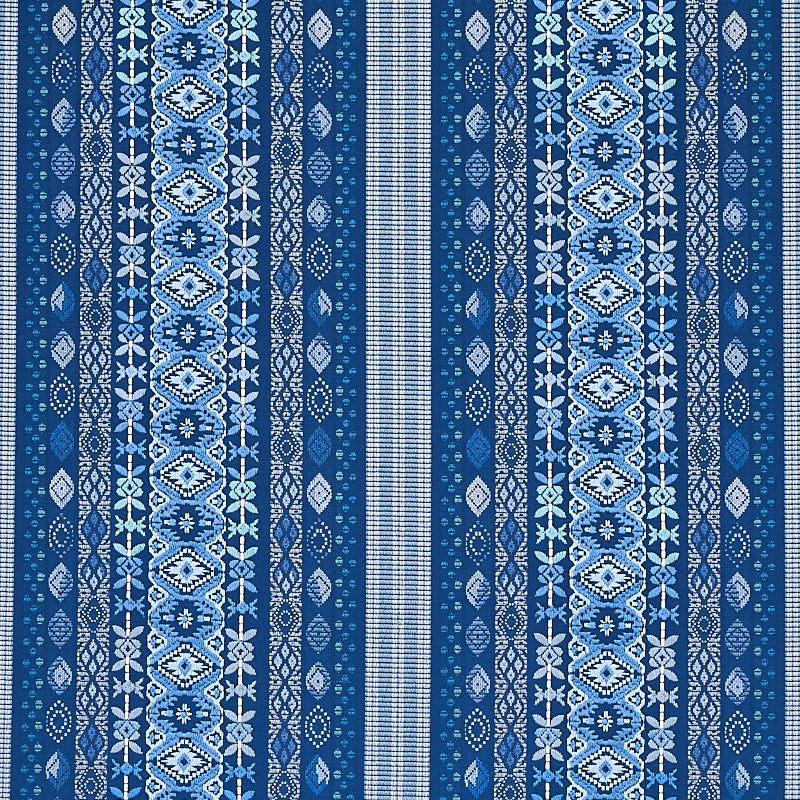 Schumacher Cosima Embroidery Blue Multi Fabric 79680