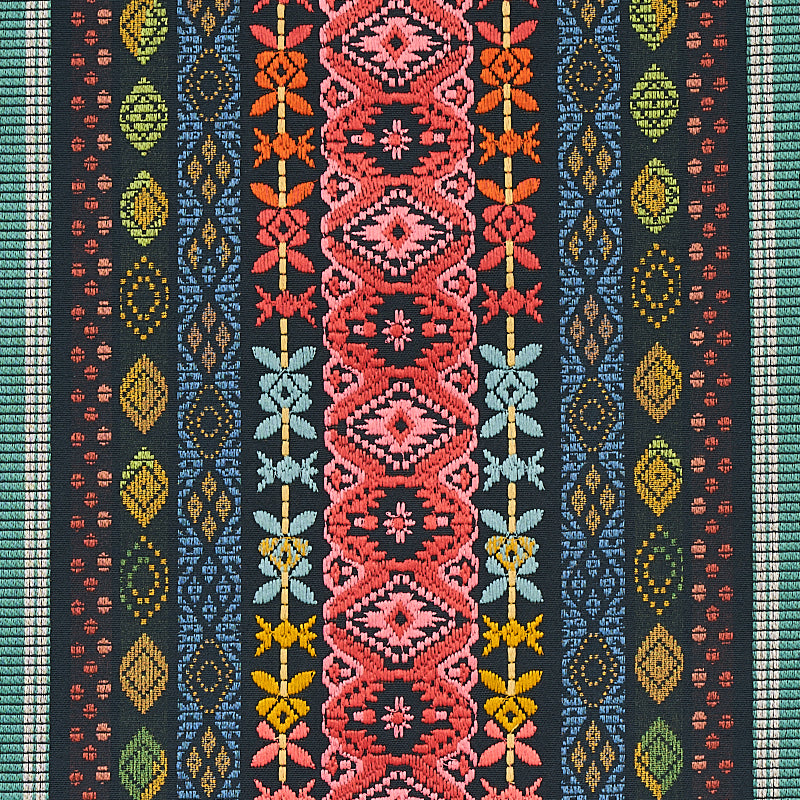 Schumacher Cosima Embroidery Carbon Multi Fabric 79681