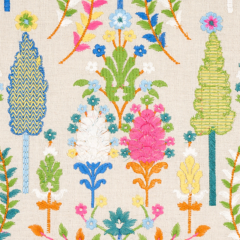 Schumacher Desna Embroidery Multi Fabric Sample 79820