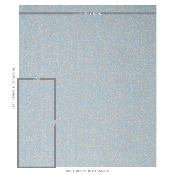 Schumacher Tiana Embroidery Chambray Fabric Sample 79860