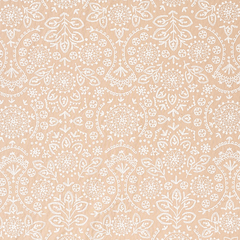 Schumacher Tiana Embroidery Natural Fabric Sample 79861