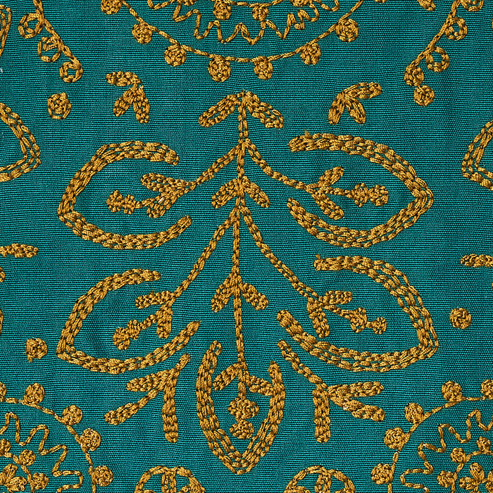 Schumacher Tiana Embroidery Peacock Fabric 79862